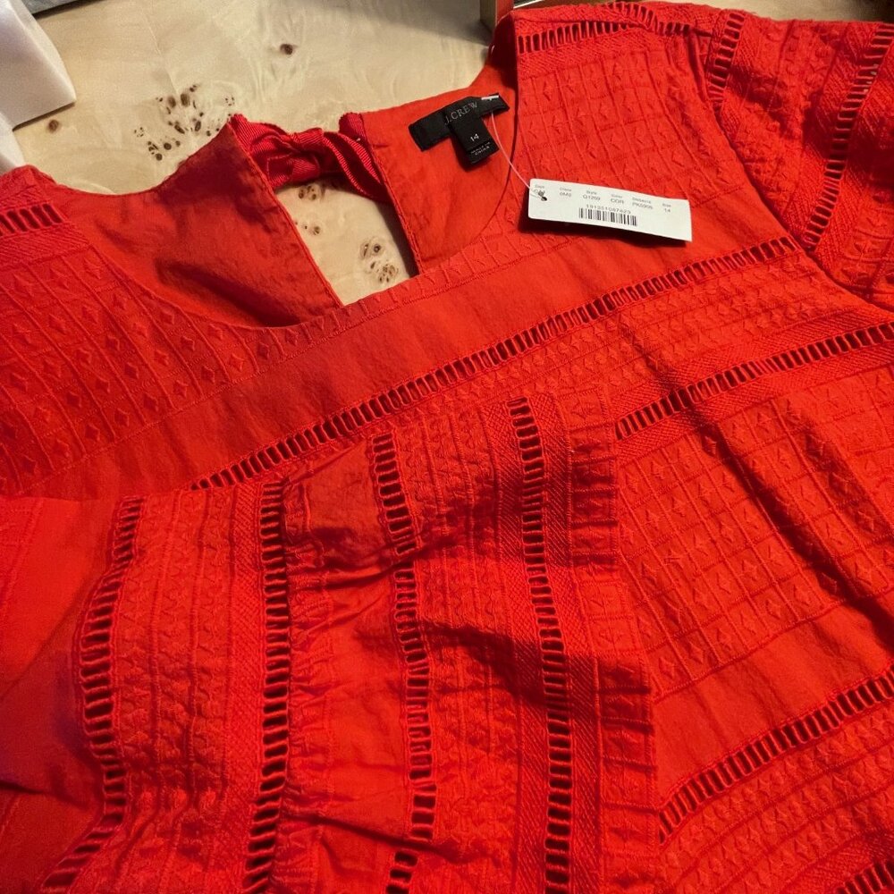 JCREW Red/Orange Embroidered Dress- NWT